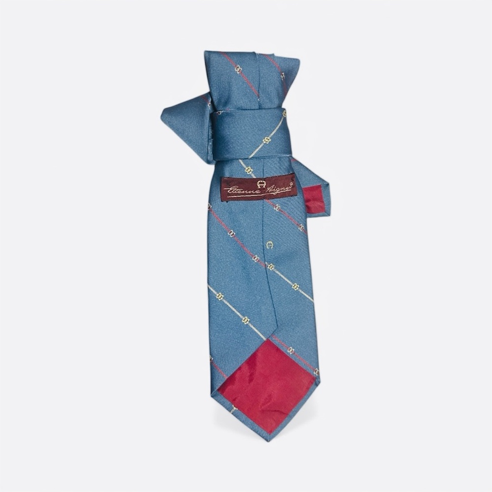 Etienne Aigner Blue Necktie Necklace with Apple Brooch - Picture 2 of 2